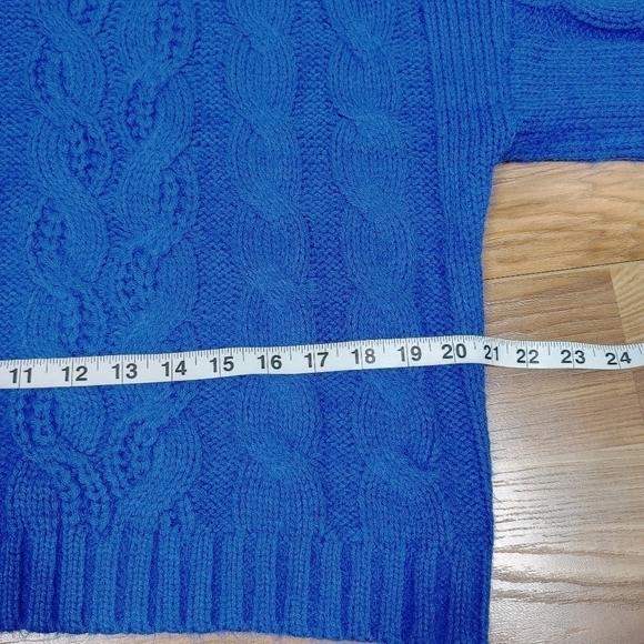 Sun + Moon Blue Turtleneck Cable Knit Sweater Size Large - Picture 4 of 9